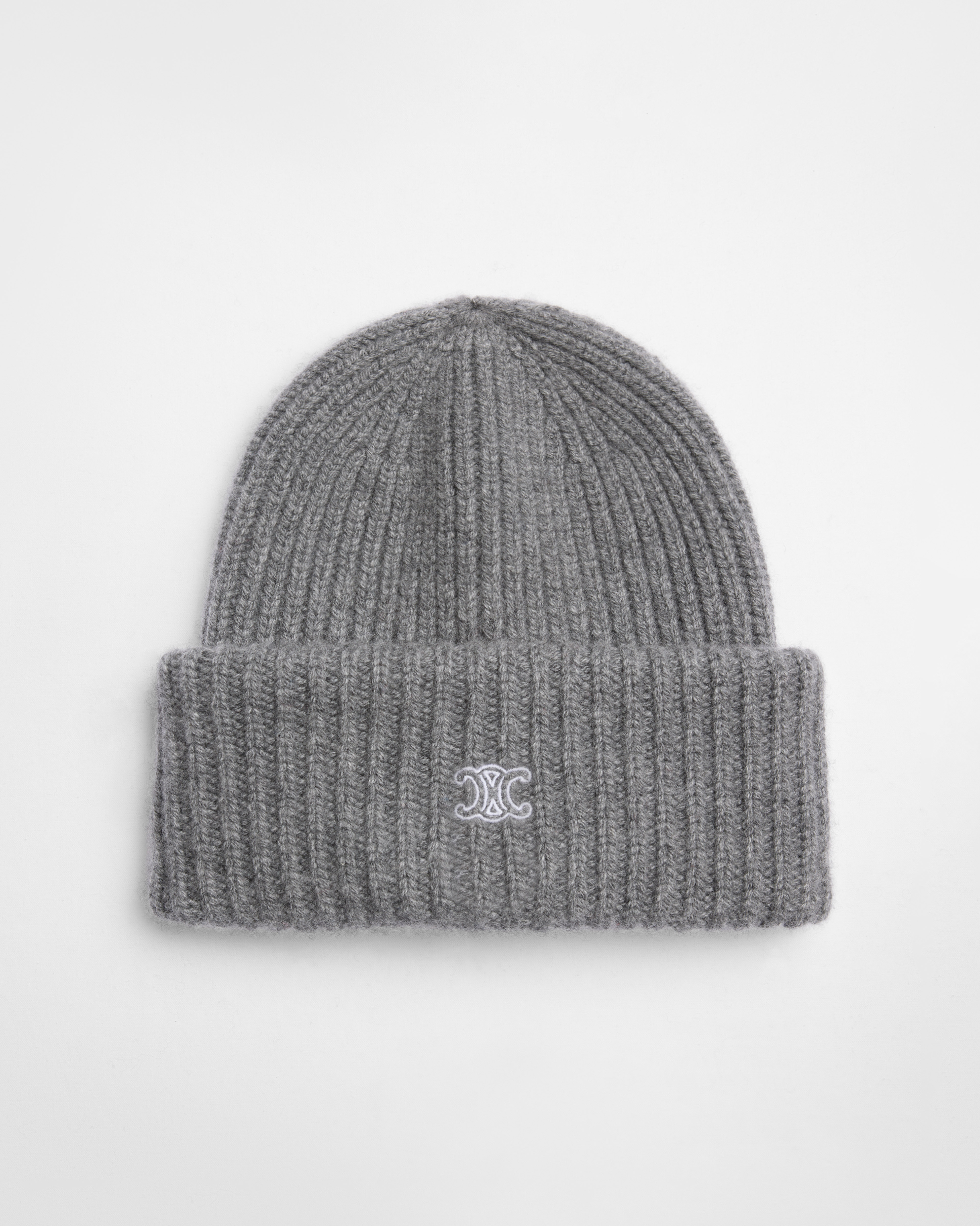 TRIOMPHE BEANIE IN RIBBED CASHMERE - GREY | CELINE